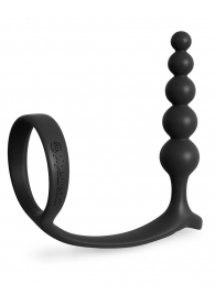 Черная анальная цепочка с эрекционным кольцом Ass-gasm Cockring Anal Beads - Pipedream - в Златоусте купить с доставкой