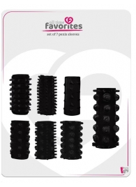 Набор из 7 черных насадок PENIS SLEEVES SET - Dream Toys - в Златоусте купить с доставкой