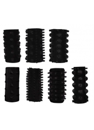 Набор из 7 черных насадок PENIS SLEEVES SET - Dream Toys - в Златоусте купить с доставкой