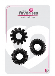 Набор из 3 черных эрекционных колец SET OF 3 COCKRINGS - Dream Toys - в Златоусте купить с доставкой