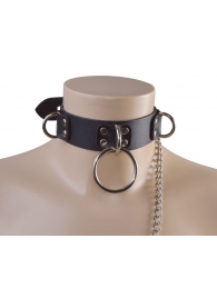 Черный кожаный ошейник Big Ring - Sitabella - купить с доставкой в Златоусте