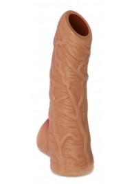 Телесная открытая насадка-реалистик с подхватом мошонки Nude Sleeve M - 12 см. - KOKOS - в Златоусте купить с доставкой