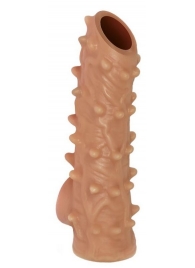 Телесная насадка с шипами и открытой головкой Nude Sleeve M - 12 см. - KOKOS - в Златоусте купить с доставкой