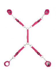 Ярко-розовый набор фиксаций на кровати Classic Bed Spreader - Lux Fetish - купить с доставкой в Златоусте