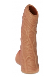Телесная открытая насадка-реалистик с подхватом мошонки Nude Sleeve S - 10 см. - KOKOS - в Златоусте купить с доставкой
