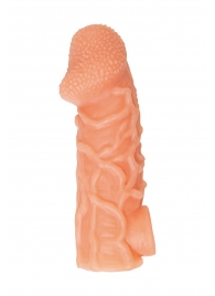Телесная закрытая насадка с венками Cock Sleeve Size L - 17,6 см. - KOKOS - в Златоусте купить с доставкой