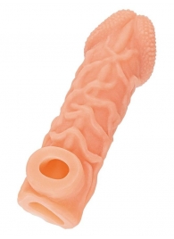 Телесная закрытая насадка с венками Cock Sleeve Size L - 17,6 см. - KOKOS - в Златоусте купить с доставкой