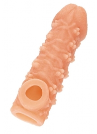 Телесная закрытая насадка с пучками шишечек Cock Sleeve Size L - 17,6 см. - KOKOS - в Златоусте купить с доставкой