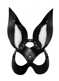 Черная маска зайки с белым мехом на ушках Miss Bunny - БДСМ Арсенал - купить с доставкой в Златоусте