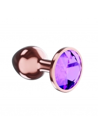 Пробка цвета розового золота с фиолетовым кристаллом Diamond Amethyst Shine L - 8,3 см. - Lola Games - купить с доставкой в Златоусте