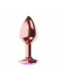Пробка цвета розового золота с фиолетовым кристаллом Diamond Amethyst Shine L - 8,3 см. - Lola Games - купить с доставкой в Златоусте