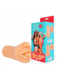 Телесный мастурбатор-ротик с высунутым язычком - Bior toys - в Златоусте купить с доставкой
