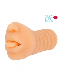 Телесный мастурбатор-ротик с высунутым язычком - Bior toys - в Златоусте купить с доставкой