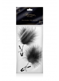 Зажимы на соски с черными пуховыми кисточками Sweet Caress Feather Nipple Clumps - Sweet Caress - купить с доставкой в Златоусте