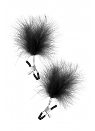 Зажимы на соски с черными пуховыми кисточками Sweet Caress Feather Nipple Clumps - Sweet Caress - купить с доставкой в Златоусте