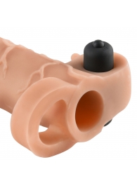 Телесная вибронасадка с кольцом Vibrating Real Feel 2 Extension - 16 см. - Pipedream - в Златоусте купить с доставкой