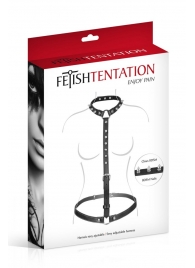 Черная упряжь на тело с шипами на ошейнике - Fetish Tentation - купить с доставкой в Златоусте