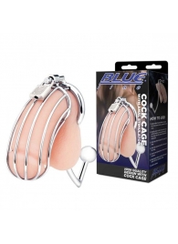 Серебристая металлическая клетка с анальным стимулятором Cock Cage - BlueLine - купить с доставкой в Златоусте
