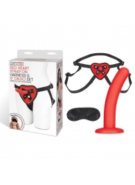 Красный поясной фаллоимитатор Red Heart Strap on Harness   5in Dildo Set - 12,25 см. - Lux Fetish - купить с доставкой в Златоусте