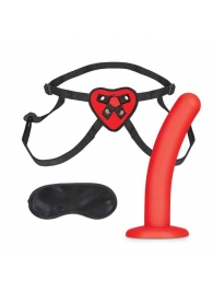 Красный поясной фаллоимитатор Red Heart Strap on Harness   5in Dildo Set - 12,25 см. - Lux Fetish - купить с доставкой в Златоусте