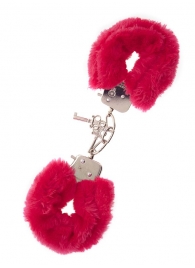 Металлические наручники с красной меховой опушкой METAL HANDCUFF WITH PLUSH RED - Dream Toys - купить с доставкой в Златоусте