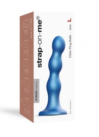 Голубая насадка Strap-On-Me Dildo Plug Balls size L - Strap-on-me - купить с доставкой в Златоусте