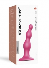 Розовая насадка Strap-On-Me Dildo Plug Beads size S - Strap-on-me - купить с доставкой в Златоусте