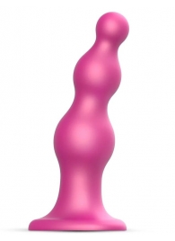 Розовая насадка Strap-On-Me Dildo Plug Beads size S - Strap-on-me - купить с доставкой в Златоусте