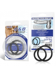 Набор из двух черных силиконовых колец разного диаметра SILICONE COCK RING SET - BlueLine - в Златоусте купить с доставкой