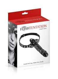 Черный кляп-фаллоимитатор Double Penis Gag - Fetish Tentation - купить с доставкой в Златоусте