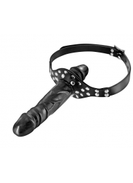 Черный кляп-фаллоимитатор Double Penis Gag - Fetish Tentation - купить с доставкой в Златоусте