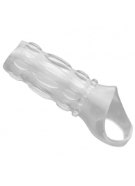 Насадка на пенис с кольцом для мошонки Clear Sensations Enhancer Sex Sleeve - 11,5 см. - XR Brands - в Златоусте купить с доставкой