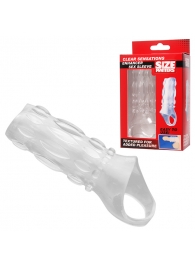 Насадка на пенис с кольцом для мошонки Clear Sensations Enhancer Sex Sleeve - 11,5 см. - XR Brands - в Златоусте купить с доставкой