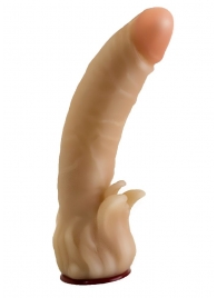 Телесная гелевая насадка-фаллос с клиторальными лепестками - 18,5 см. - LOVETOY (А-Полимер) - купить с доставкой в Златоусте