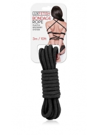 Черная хлопковая веревка для связывания - 3 м. - Lux Fetish - купить с доставкой в Златоусте