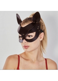 Коричневая кожаная маска  Кошечка - Sitabella - купить с доставкой в Златоусте