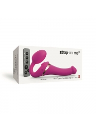 Ярко-розовый безремневой страпон Multi Orgasm Size S с клиторальной стимуляцией - Strap-on-me - купить с доставкой в Златоусте
