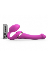 Ярко-розовый безремневой страпон Multi Orgasm Size S с клиторальной стимуляцией - Strap-on-me - купить с доставкой в Златоусте