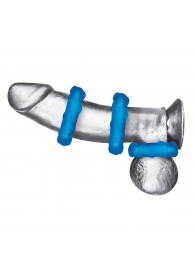 Комплект из трех голубых эрекционных колец 3-Pack Ribbed Rider Cock Ring Set - BlueLine - в Златоусте купить с доставкой
