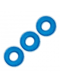 Комплект из трех голубых колец для эрекции 3-Pack Ultra-Stim Stretch Cock Rings - BlueLine - в Златоусте купить с доставкой