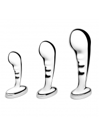 Набор из 3 стальных стимуляторов простаты Stainless Steel P-spot Training Set - b-Vibe - в Златоусте купить с доставкой