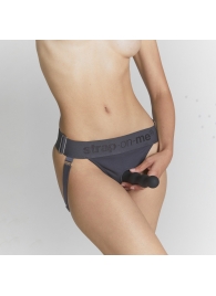 Серые трусики для фиксации насадок Strap-on-me Harness Lingerie Unique - Strap-on-me - купить с доставкой в Златоусте