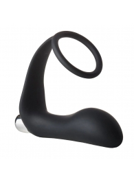 Черное эрекционное кольцо с вибропробкой Vibrating Anal Plug With Cockring - Dream Toys - в Златоусте купить с доставкой