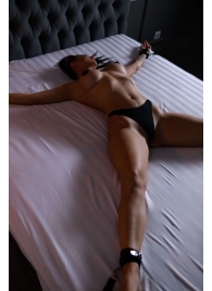 Черный кожаный набор фиксации на кровати Sex Game - БДСМ Арсенал - купить с доставкой в Златоусте