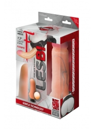 Телесный страпон Harness LESBI с вагинальной пробкой - 16,5 см. - LOVETOY (А-Полимер) - купить с доставкой в Златоусте