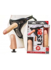 Телесный страпон Harness LESBI с вагинальной пробкой - 16,5 см. - LOVETOY (А-Полимер) - купить с доставкой в Златоусте