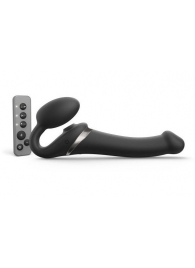 Черный безремневой страпон Multi Orgasm Size M с клиторальной стимуляцией - Strap-on-me - купить с доставкой в Златоусте