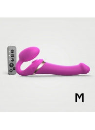 Ярко-розовый безремневой страпон Multi Orgasm Size M с клиторальной стимуляцией - Strap-on-me - купить с доставкой в Златоусте