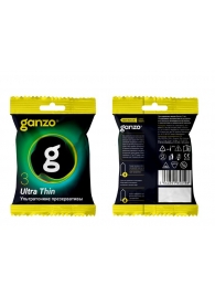 Ультратонкие презервативы Ganzo Ultra thin в мягкой упаковке - 3 шт. - Ganzo - купить с доставкой в Златоусте