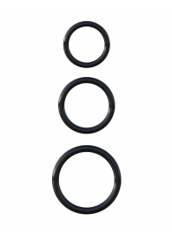 Набор из трех черных эрекционных колец Silicone 3-Ring Stamina Set - Pipedream - в Златоусте купить с доставкой